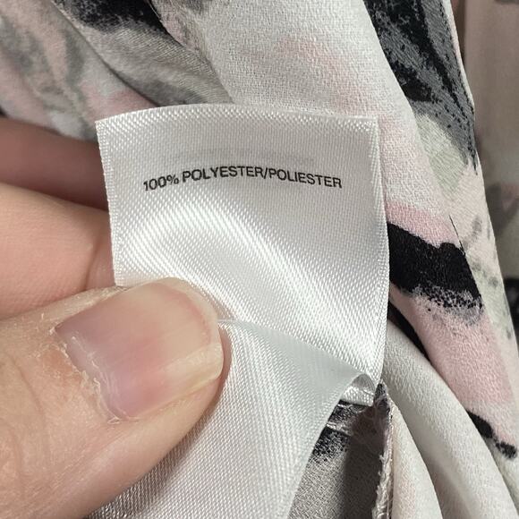 NWT Black Label By Evan Picone Top Womens Size XL V Neck Tie Pink Floral - Picture 9 of 10